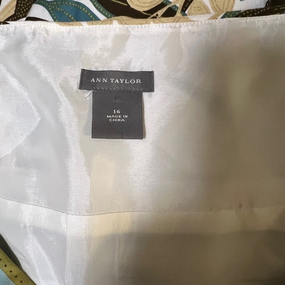 Ann Taylor A Line V Neck Strap Dress Green Floral Size 16 - Picture 3 of 5